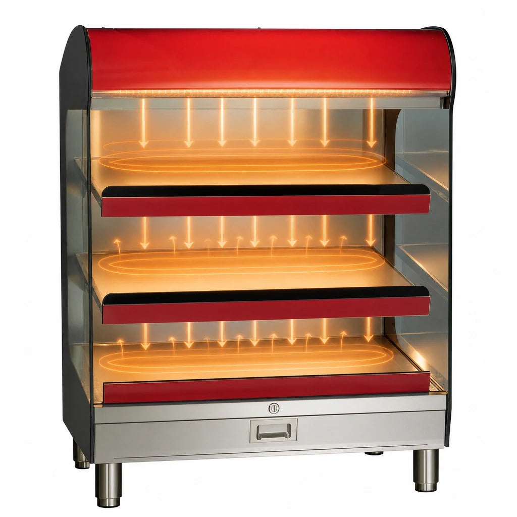 Alto-Shaam Halo Heat HSM-36/3S/T 36-Inch Countertop Self-Service Heated Shelf Merchandiser, 3 Heated Shelves, 72 lb Capacity, LED Lighting