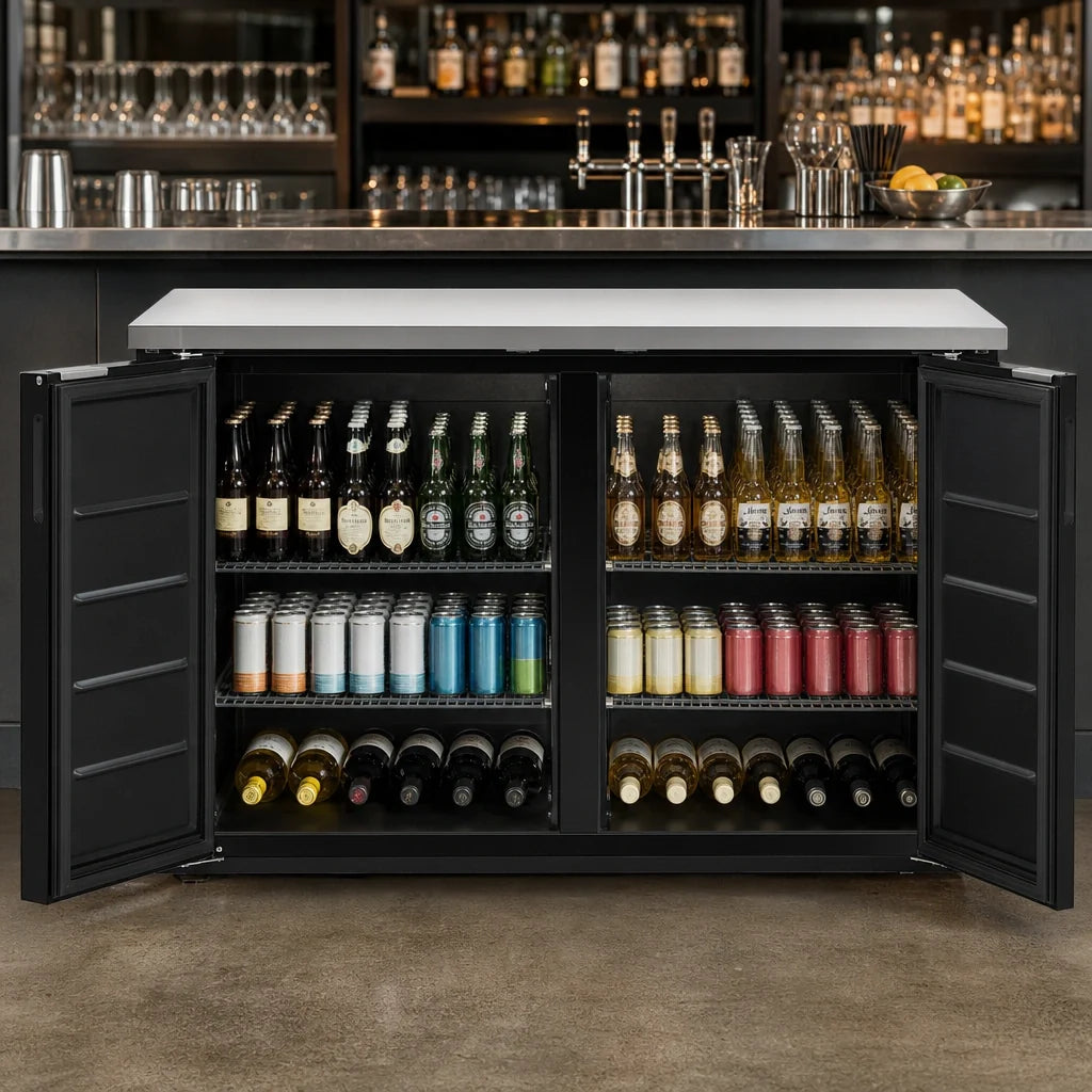 Arctic Air ABB60 61-Inch Two-Section Back Bar Refrigerator with Solid Locking Doors, 16.7 Cu. Ft.
