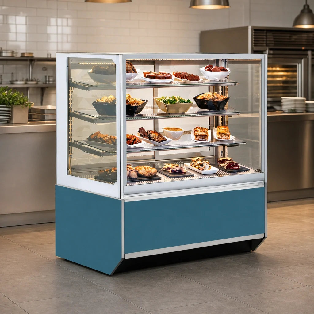 Federal Industries Italian Glass Series ITH6034-B18 60-Inch Full-Service Heated Food Display Case, 2 Adjustable Shelves, LED Lighting