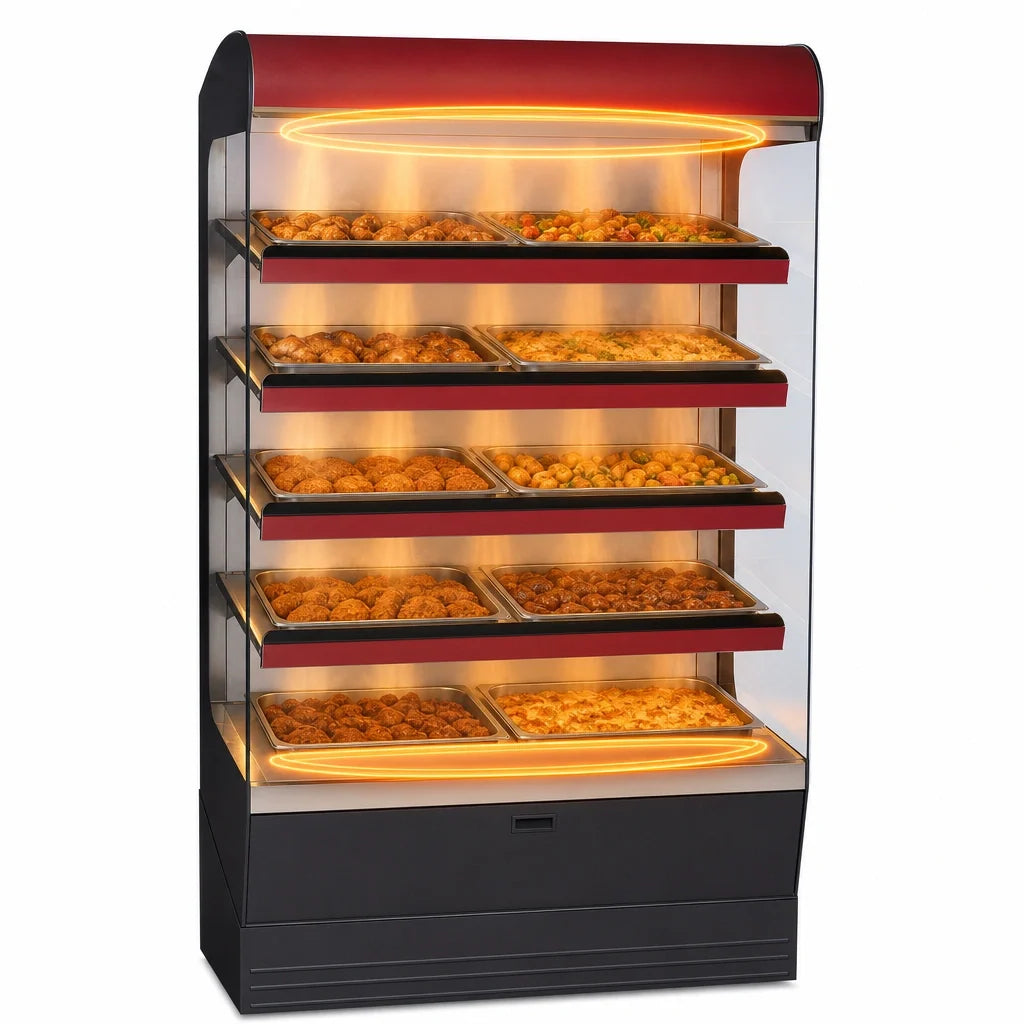 Alto-Shaam Halo Heat HSM-48/5S/T Self-Service Heated Shelf Merchandiser, 48-Inch Floor Model, 5 Shelves, LED Lighting