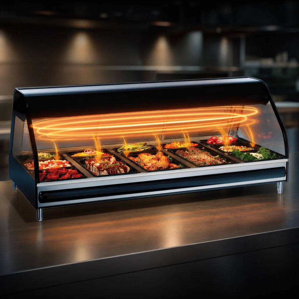 Alto-Shaam Halo Heat ED3-72 72-Inch Countertop Full-Service Heated Display Case with Curved Glass, Dual Heat Zones, LED Lighting