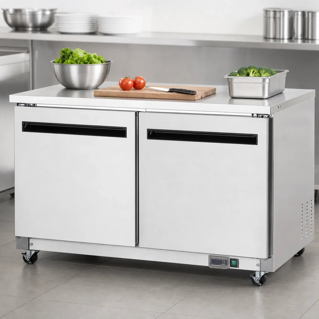 Arctic Air AUC60F Two-Door Undercounter Worktop Freezer, 61-1/4 in., 15.5 cu. ft., Stainless Steel, Self-Contained R290