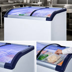 Admiral Craft Black Diamond BDCF-6-CG 6.4 Cu Ft Sliding Glass Top Chest Freezer with Curved Lid and LED Lighting