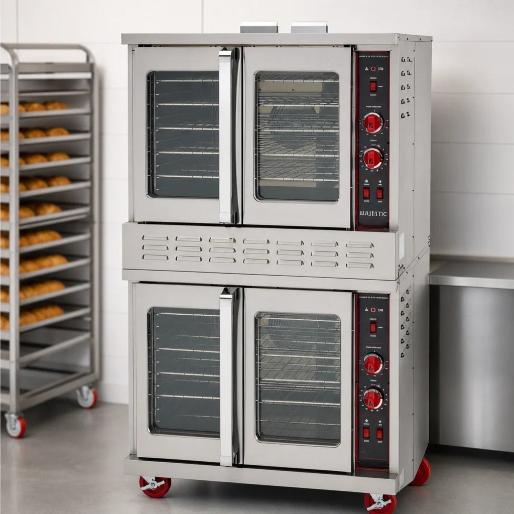 American Range M-HE DBL Double-Deck Bakery-Depth Gas Convection Oven, Thermostatic, 5-Pan Capacity per Deck