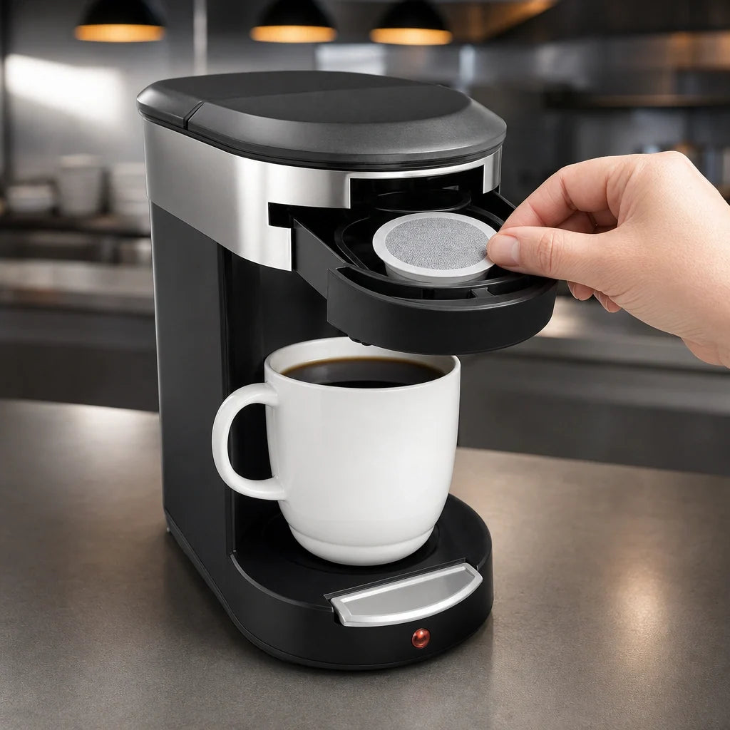 Hamilton Beach Commercial HDC200S-CE Hamilton Beach Single-Cup Pod Coffee Maker, Front-Loading, 230V, Black Case of 6