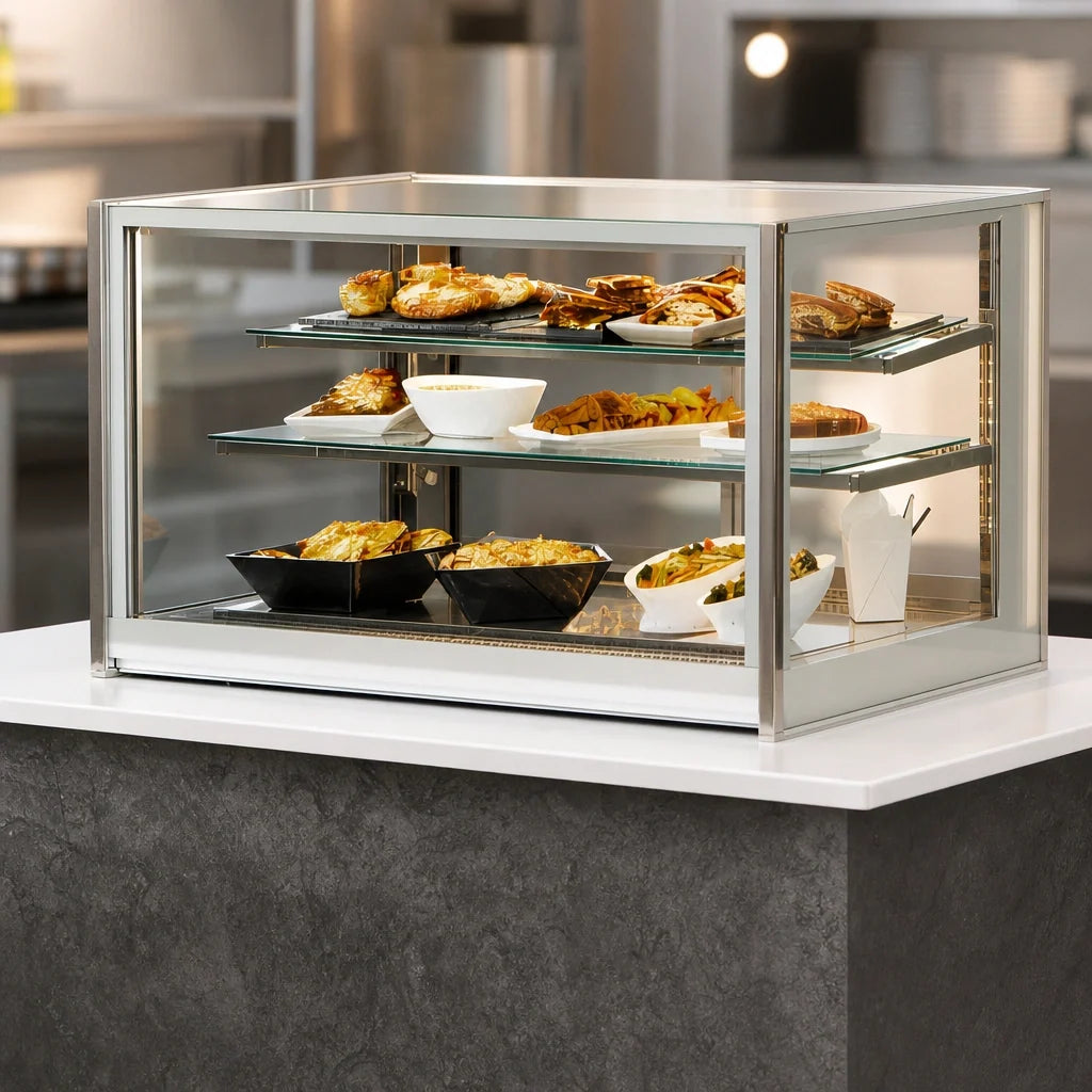 Federal Industries Italian Glass Series ITH3634 36-Inch Heated Drop-In Counter Display Case with Tempered Glass, LED Lighting and Stainless Steel