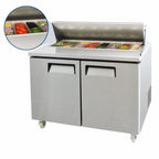 Atosa MSF8306GR Two-Section Mega Top Sandwich/Salad Prep Refrigerator, 48.2", 13.4 Cu. Ft., 18-Pan, 2 Solid Doors