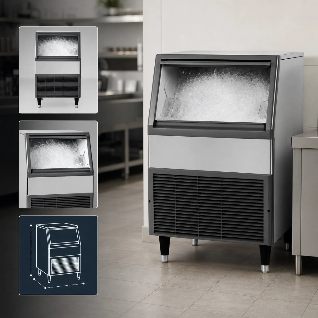 Follett UFE414A80 Integrated Flake Ice Machine, 425 lb/24 hr, 75 lb Bin, Air-Cooled, Stainless Steel