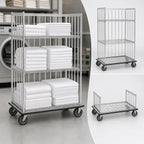 Metro Super Erecta CLTS2460C Convertible Linen Truck, Open Wire, 3-Sided Top Frame, 60"W x 24"D x 70"H, Chrome