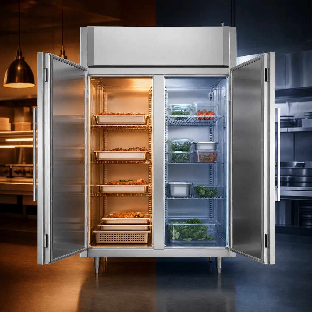 Victory Refrigeration UltraSpec™ HRSA-2D-S1-EW-PT-HC Extra-Wide Pass-Thru Dual-Temperature Warming Cabinet/Refrigerator, 2-Section