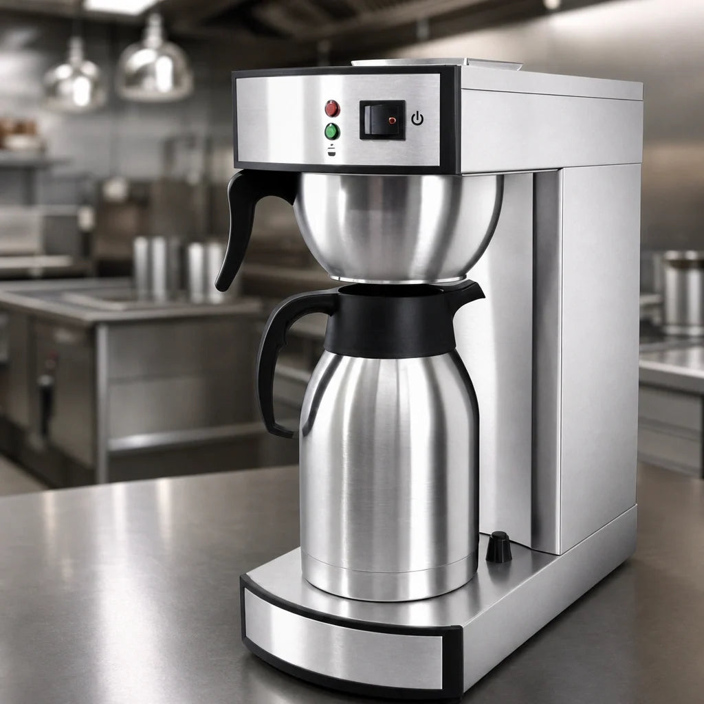 Omcan 44315 Commercial Stainless Steel Manual Pourover Coffee Maker with 2-Liter Thermal Carafe