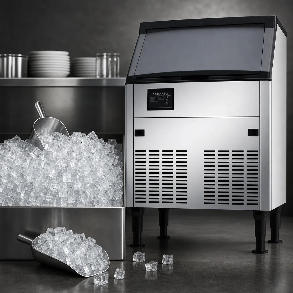 Eurodib Resolute Ice Systems ICB16080 Full-Size Dice Cube Ice Machine with 80 lb Bin, 160 lb/24 Hr Production, Air-Cooled