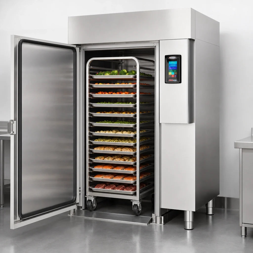 American Panel HURRiCHiLL AP24BCF300-3-R Roll-In Remote Blast Chiller/Shock Freezer, 300 lb Capacity, 1 Mobile Rack