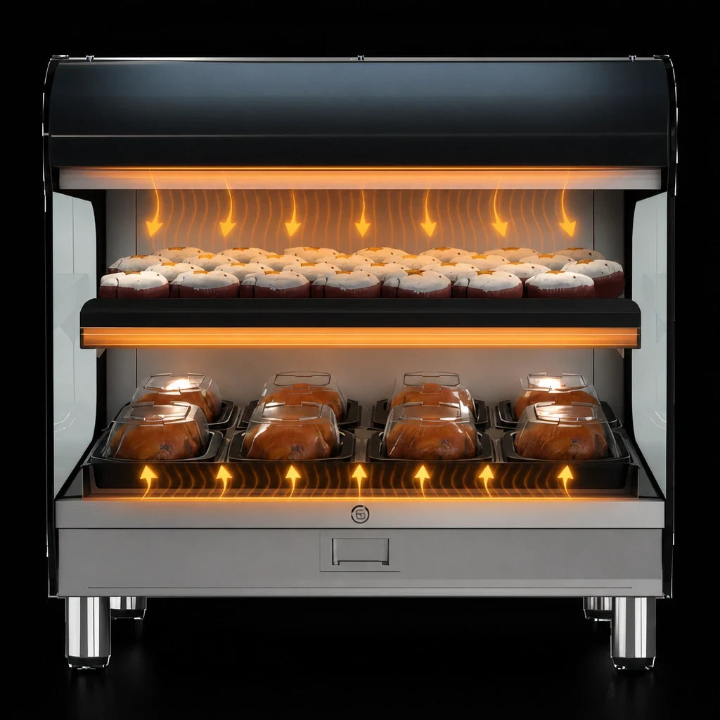 Alto-Shaam Halo Heat HSM-36/2S/T 36-Inch Countertop Self-Service Heated Shelf Merchandiser, 2 Shelves, LED Lighting, Thermostatic Controls