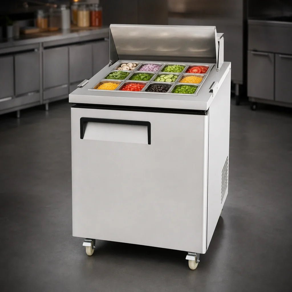 Atosa MSF8305GR 27-1/2-Inch 1-Section Mega Top Sandwich/Salad Prep Table Refrigerator, 12 1/6 Pans