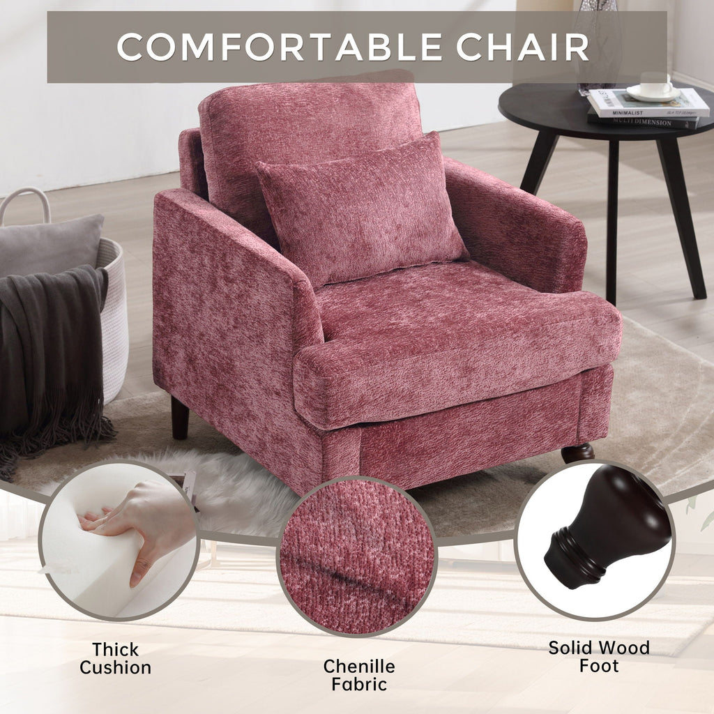 Modern Mid Century Wood Frame Armchair with Tufted Design - Multiple Colors