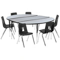 Flash Furniture Emmy XU-GRP-18CH-A3060CON-60-GY-T-A-GG Oval Activity Table and 6 Stack Chairs, Laminate Top, Gray/Black