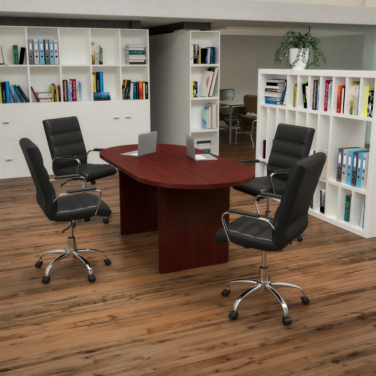 Flash Furniture Lake BLN-6GCMHG2286-BK-GG Oval Table and Chair Set, 72 x 35 x 29-1/2 in, 4 Black Mid-Back Chairs, Melamine Top