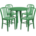 Flash Furniture CH-51090TH-4-18VRT-GN-GG Round Green Table and Four Metal Vertical-Slat Chairs Set, 30-Inch Table