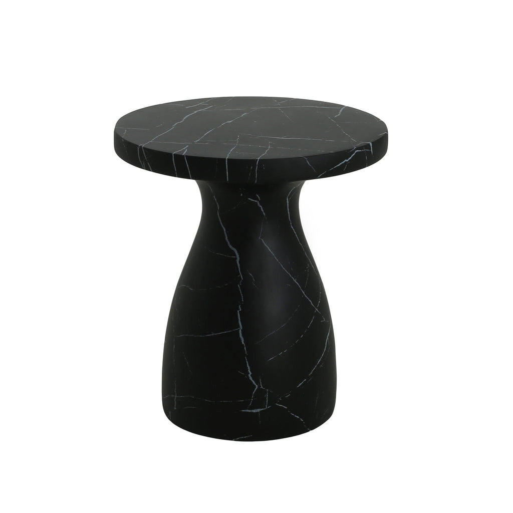 Lightweight Travertine Side Table with Weatherproof Finish – Black or Beige