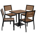 Flash Furniture XU-DG-10456036-GG Outdoor Faux Teak Square Table and Chair Set, 30-Inch Table, 4 Chairs