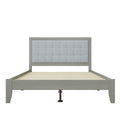 Mid Century Modern Platform Bed with Upholstered Headboard - Dark Gray