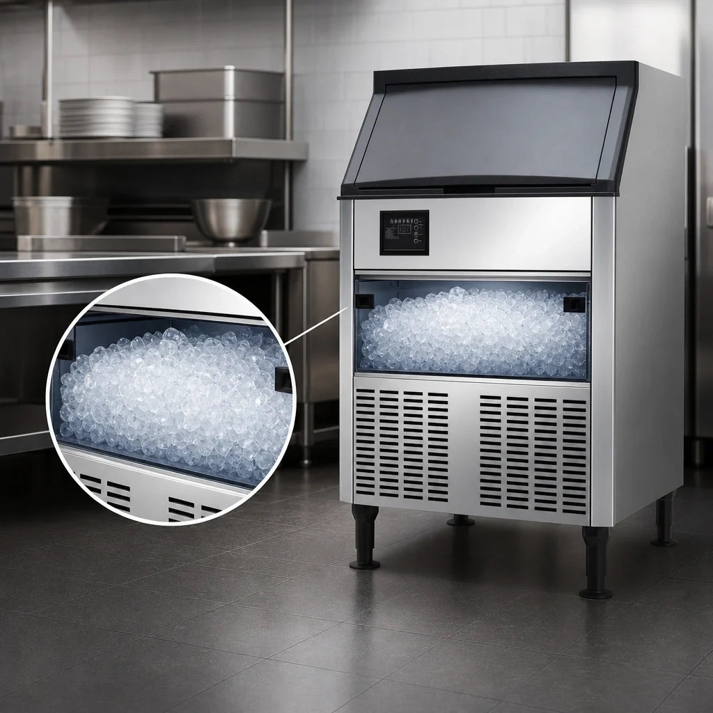 Eurodib Resolute Ice Systems ICB16080 Full-Size Dice Cube Ice Machine with 80 lb Bin, 160 lb/24 Hr Production, Air-Cooled