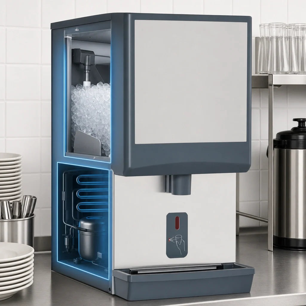 Follett Symphony Plus E12CI414A-SI Countertop Chewblet Ice Dispenser with Integral Ice Machine, Air-Cooled, 230V