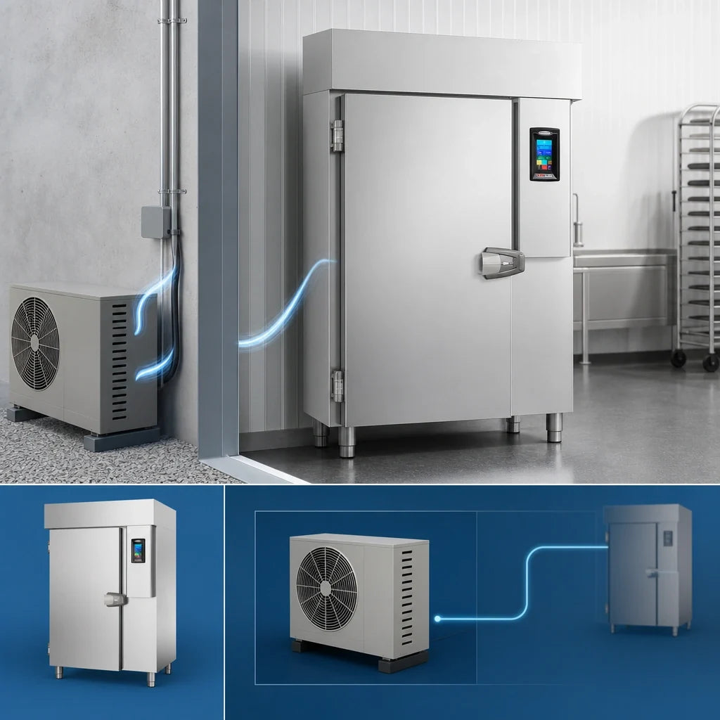 American Panel HURRiCHiLL AP24BCF300-3-R Roll-In Remote Blast Chiller/Shock Freezer, 300 lb Capacity, 1 Mobile Rack