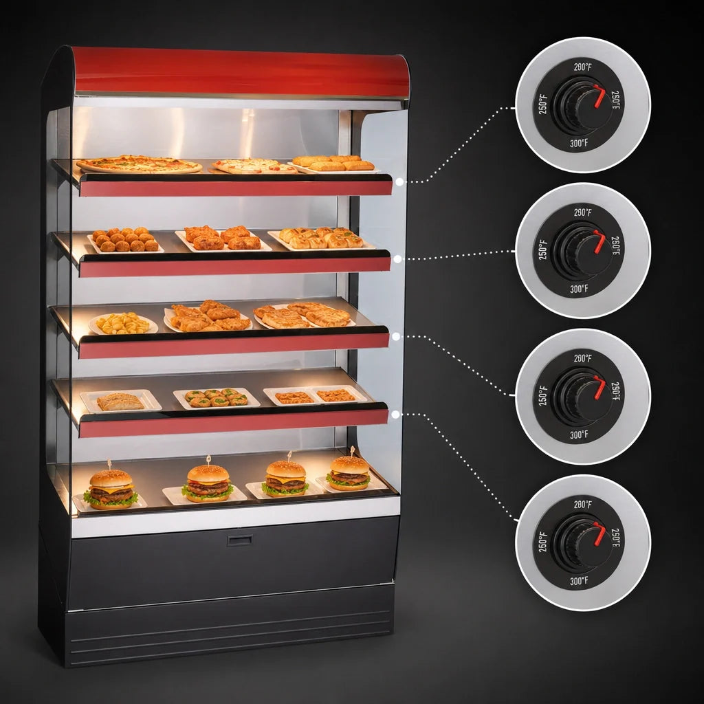 Alto-Shaam Halo Heat HSM-48/5S/T Self-Service Heated Shelf Merchandiser, 48-Inch Floor Model, 5 Shelves, LED Lighting