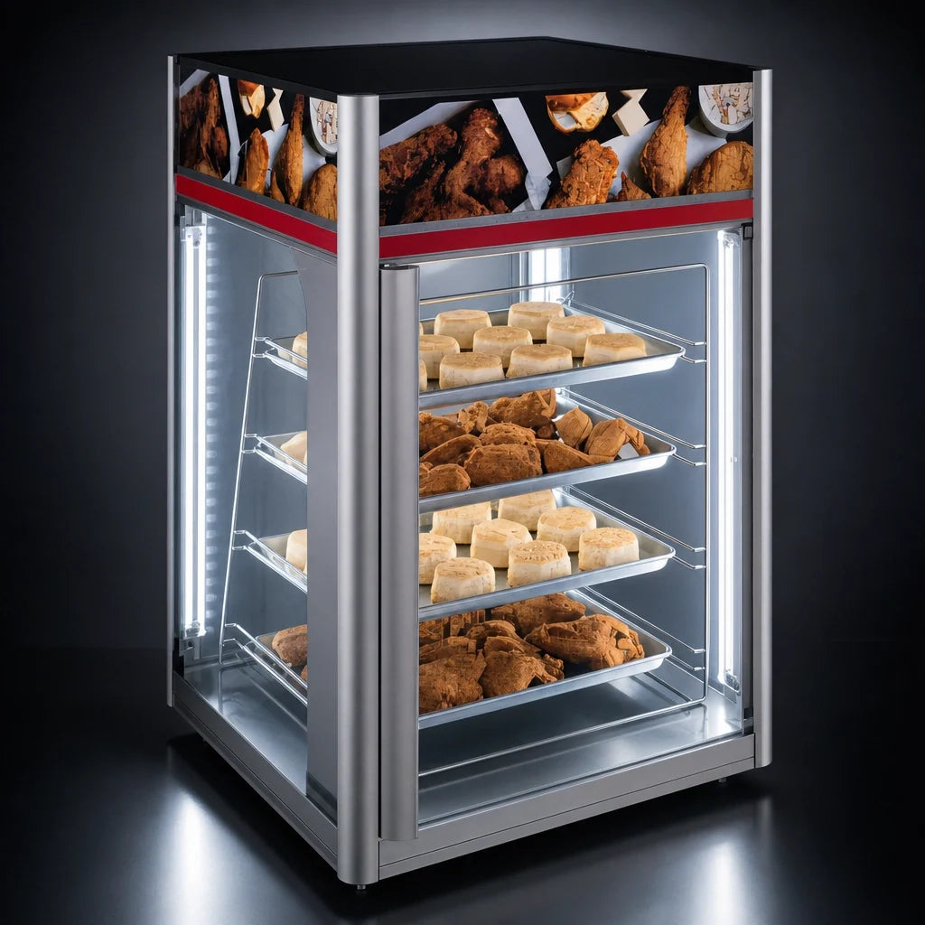 Hatco Flav-R-Savor® FSDT-2X Tall Countertop Hot Food Holding and Display Cabinet, 2 Doors, 4-Tier Pan Rack, LED Lighting
