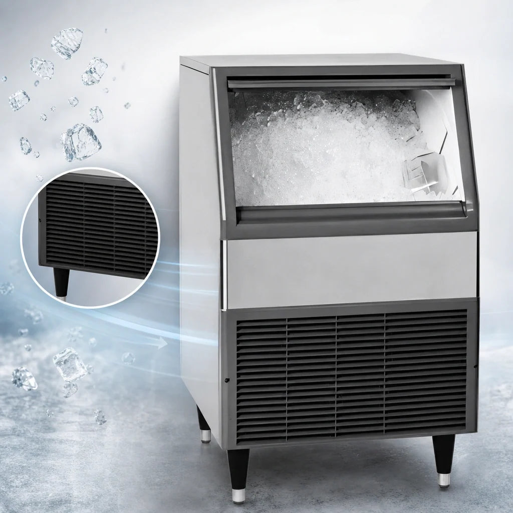 Follett UFE414A80 Integrated Flake Ice Machine, 425 lb/24 hr, 75 lb Bin, Air-Cooled, Stainless Steel