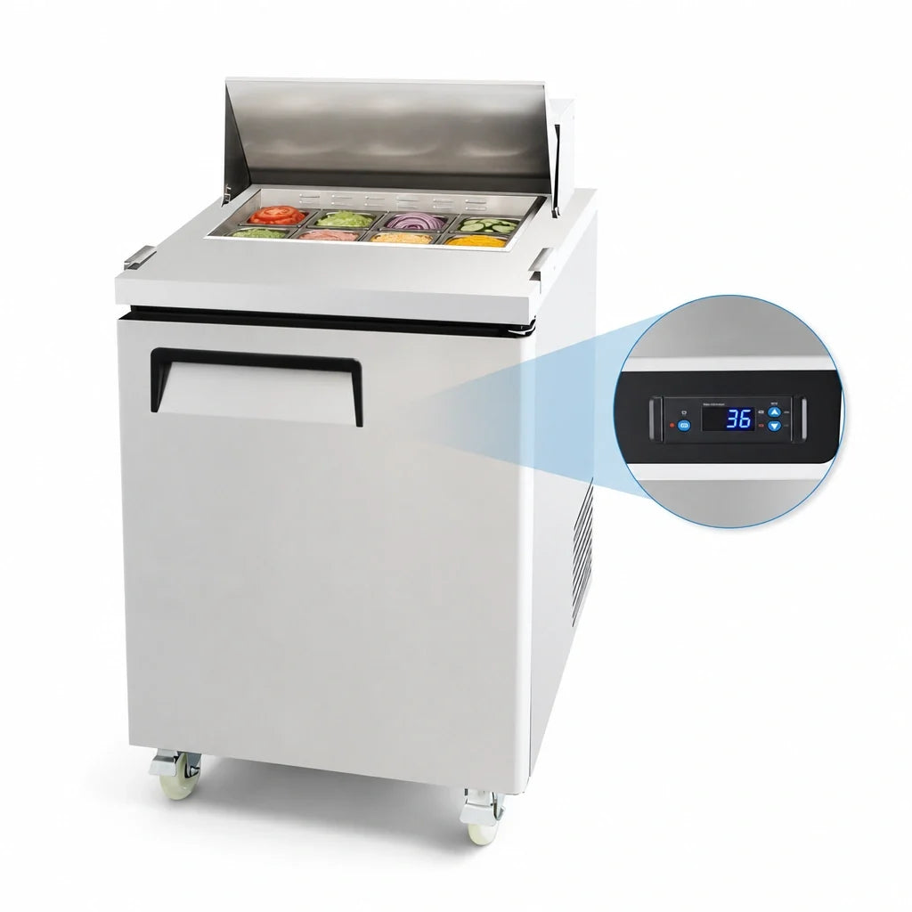 Atosa MSF8305GR 27-1/2-Inch 1-Section Mega Top Sandwich/Salad Prep Table Refrigerator, 12 1/6 Pans