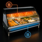 Alto-Shaam Halo Heat ED3-48 48-Inch Countertop Full-Service Heated Display Case, 3 Pan Sections, Curved Glass, Dual-Zone Heat, LED Lighting