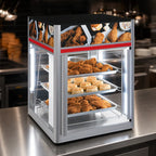 Hatco Flav-R-Savor® FSD-2X 2-Door Countertop Hot Food Holding and Display Cabinet with Stationary 3-Tier Pan Rack, LED Lighting, 120V