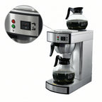 Omcan 44313 Commercial Drip Coffee Maker - Manual Pourover, Stainless Steel, 2 Glass Decanters and 2 Warmers