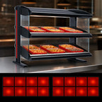 Hatco Spot On® HZMH-30D Countertop Dual-Shelf Heated Zone Merchandiser, Thermostatic Infrared Heat, LED Lighting, Designer Black