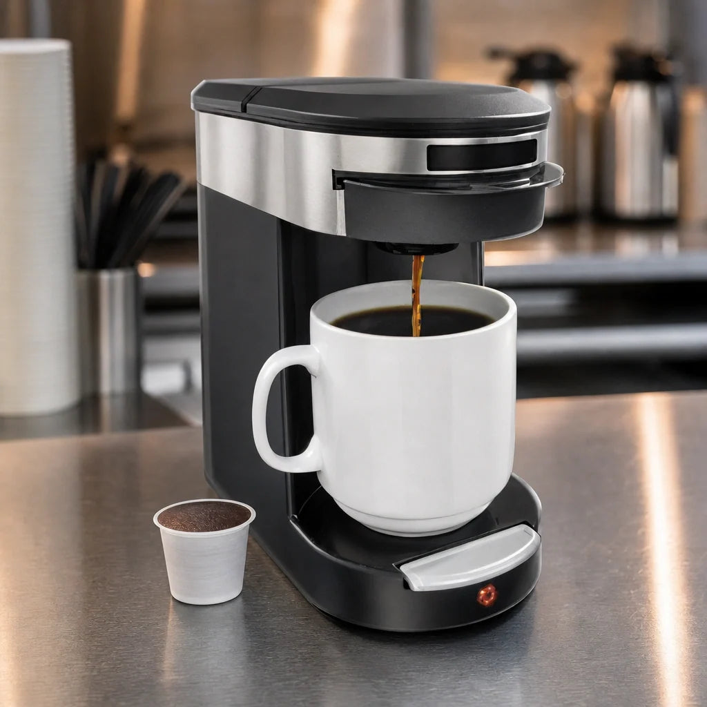 Hamilton Beach Commercial HDC200S-CA Hamilton Beach Front-Loading Single-Cup Pod Coffee Maker, Fits 8-12 oz. Cups, Automatic Shut-Off, Black Case of 6