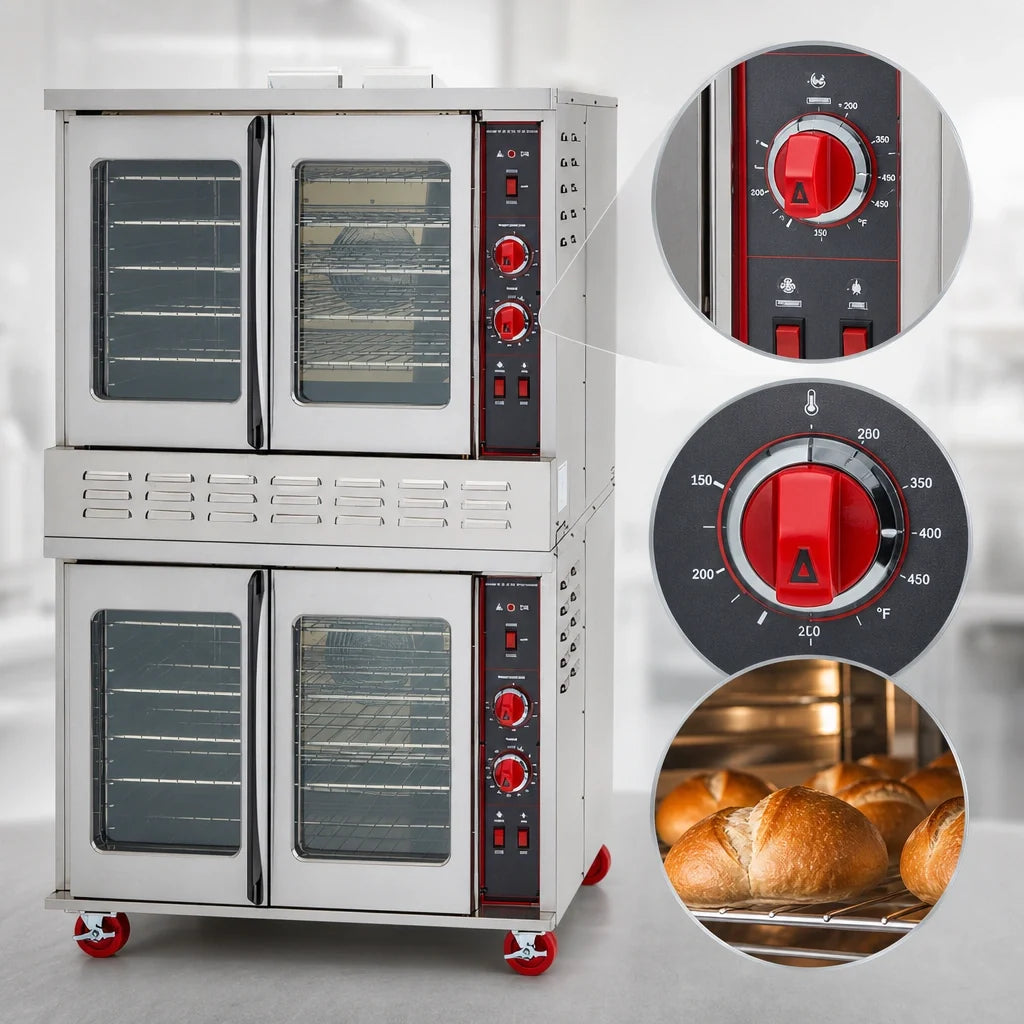 American Range M-HE DBL Double-Deck Bakery-Depth Gas Convection Oven, Thermostatic, 5-Pan Capacity per Deck