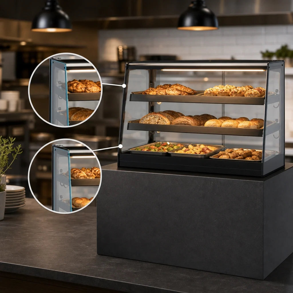 Federal Industries Elements EH4828 47-Inch Countertop Heated Merchandiser with 2 Adjustable Shelves, Tempered Glass and Lighting