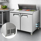 Atosa MSF3615GR 36-Inch Two-Section Mega Top Sandwich/Salad Prep Table Refrigerator, 15-Pan, Stainless Steel, Self-Contained