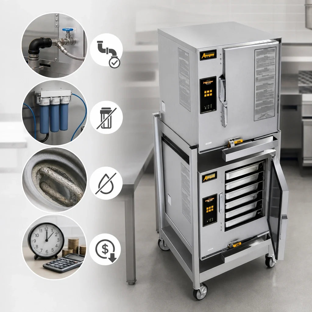AccuTemp Evolution E62083E100 DBL Double-Stacked Electric Boilerless Convection Steamer, Digital Controls, 6 Full-Size Pans per Compartment