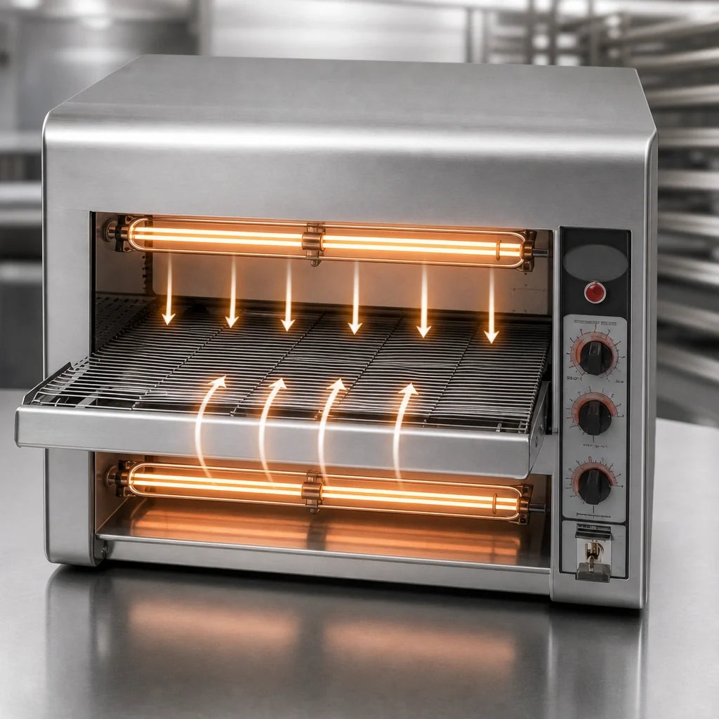 DoughXpress BakeryXpress DXP-CB001 14-Inch Countertop Electric Conveyor Baker, Single-Deck, Variable-Speed, 220/240V