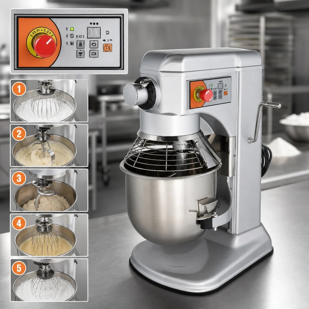DoughXpress BakeryXpress DXP-PM20A 20-Quart Countertop Planetary Mixer, 5-Speed Digital, 30-Minute Timer, #12 Hub