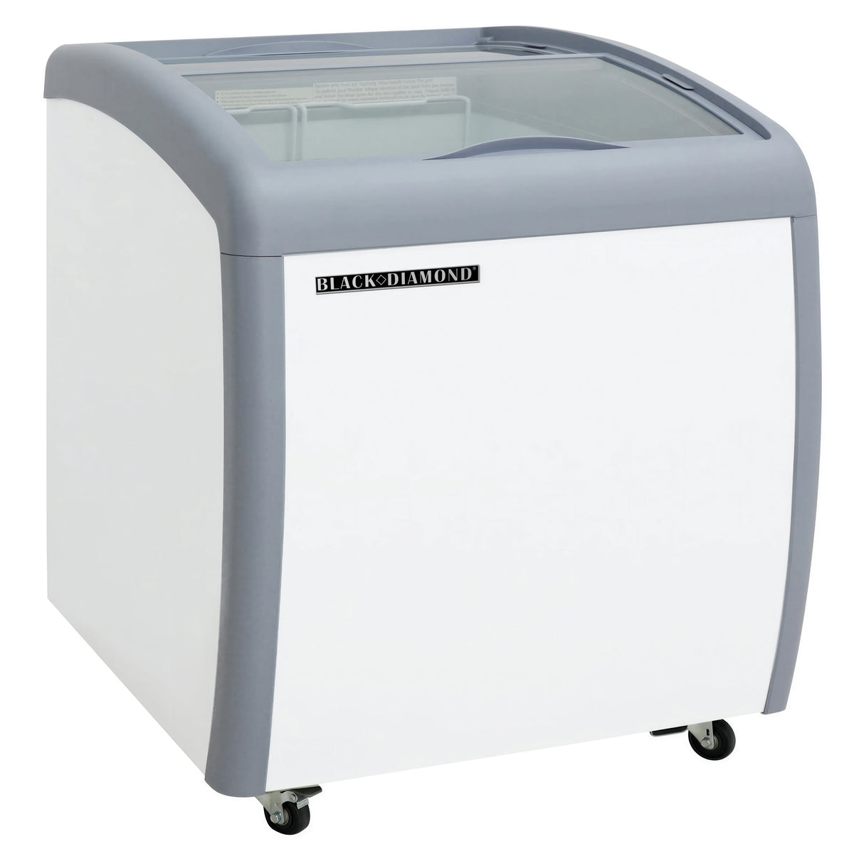 Admiral Craft Black Diamond BDCF-6-CG 6.4 Cu Ft Sliding Glass Top Chest Freezer with Curved Lid and LED Lighting