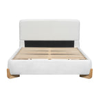 Elegant Boucle Upholstered Bed with Solid Wood Feet