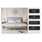 Mid Century Modern Platform Bed with Upholstered Headboard - Dark Gray