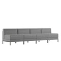 Flash Furniture Hercules - Imagination ZB-IMAG-MIDCH-4-GY-GG Modular Lounge Set, 4 Middle Chairs, Gray LeatherSoft, Tufted Seat, Stainless Steel Legs