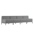 Flash Furniture Hercules - Imagination ZB-IMAG-MIDCH-4-GY-GG Modular Lounge Set, 4 Middle Chairs, Gray LeatherSoft, Tufted Seat, Stainless Steel Legs