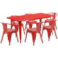 Flash Furniture ET-CT005-6-70-RED-GG Rectangular Table and Chair Set, 63 x 31-1/2-Inch Table, 6 Chairs, Red
